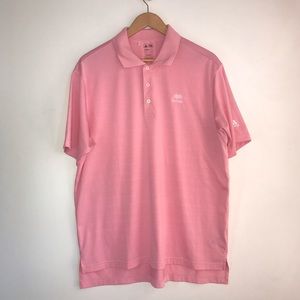 Adidas men’s Shortsleece golf stripe polo Pink Salmon LARGE